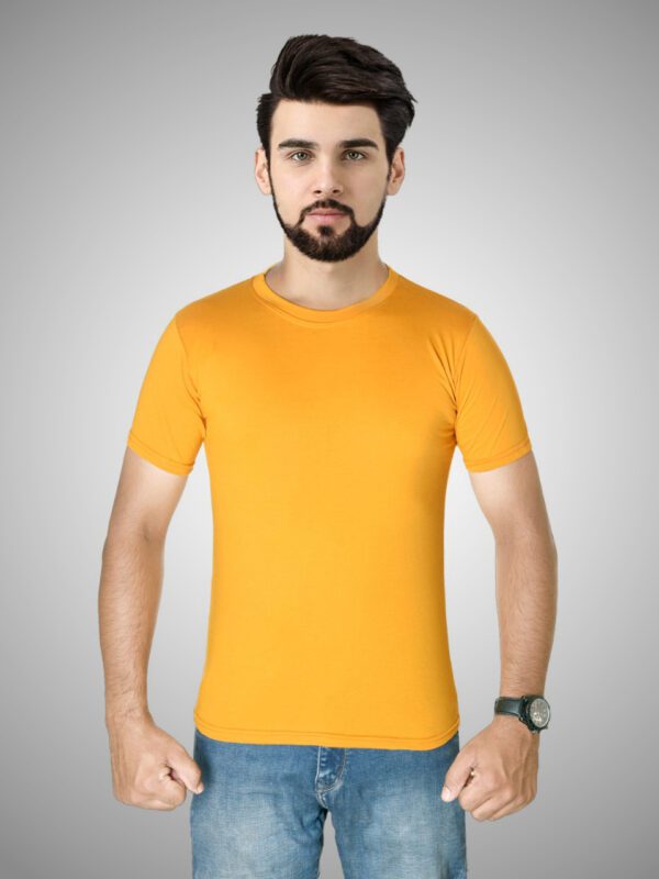 round neck half sleeve cotton t-shirt mustard color